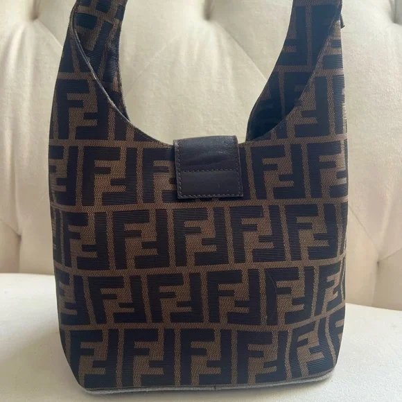 Fendi Brown and Dark Brown FF Logo Shoulder Bag - Picture 2 of 4